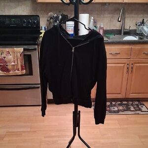 AllSaints Black Zip-Up Hooded Sweatshirt